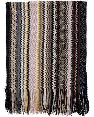 Missoni Chevron Fringed Scarf - Black