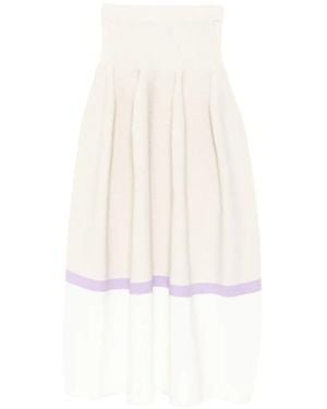 CFCL Ribbed-Knit Colour-Block Skirt - White