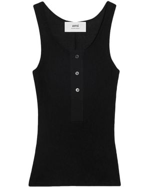 Ami Paris Cotton Tank Top - Black