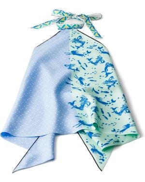 Prada Printed Silk Twill Top - Blue