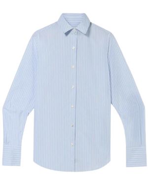 Brooks Brothers Stripe-Print Logo-Embroidered Shirt - Blue
