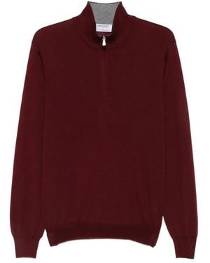 Gran Sasso Pull En Laine À Col Zippé - Rouge