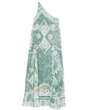 ALÉMAIS Samira One Shoulder Print Dress - Green