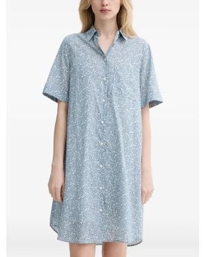 Marc O' Polo Butterfly-Print Shirt Midi Dress - Blue