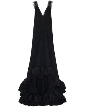 Lanvin Embellished Pleated Gown - ブラック