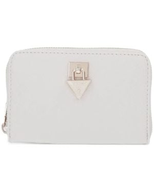 Guess Patsie Logo-Plaque Zip-Around Wallet - White