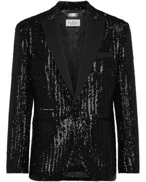 Philipp Plein Embroidered Lurex Blazer - Black