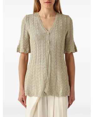 Twinset Pointelle-Knit Chevron-Pattern Jumper - Natural