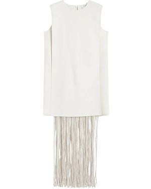 Max Mara Sleeveless Fringe Midi Dress - White
