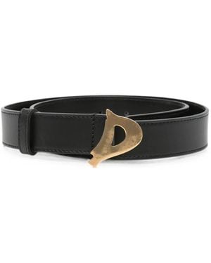 Dondup Logo-Plaque Leather Belt - Black