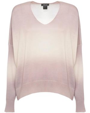 Avant Toi Gradient-Effect V-Neck Jumper - Pink