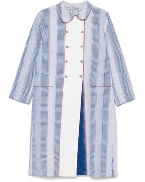 Péro Double-breasted Cotton Coat - ブルー