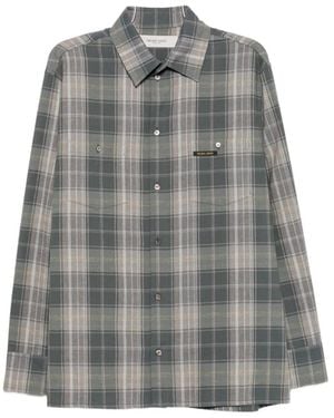 Golden Goose Check-Pattern Logo-Patch Jacket - Grey