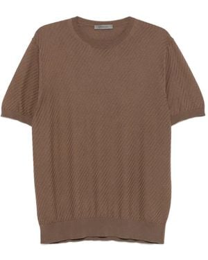 Corneliani T-Shirt En Maille Texturée - Brown