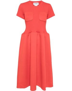 Melitta Baumeister Short-Sleeve Flared Midi Dress