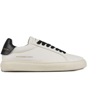 Alexander Smith Soho Leather Round-Toe Snakers - White