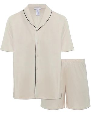 Hanro Natural Comfort Piped Pyjamas - White