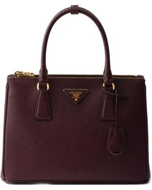 Prada Medium Galleria Saffiano-Leather Tote Bag - Purple