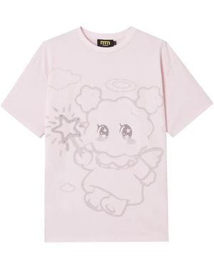 Mini Cream Graphic-Print T-Shirt - Pink