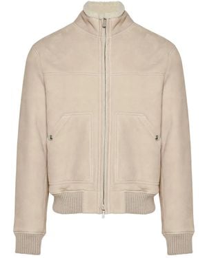 Eleventy Zip Shearling Jacket - Natural
