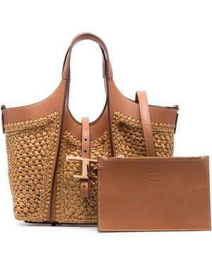 Tod's Timeless Raffia Tote Bag - Brown