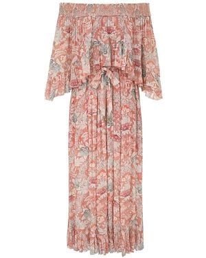 Zimmermann Robe Longue À Volants - Pink