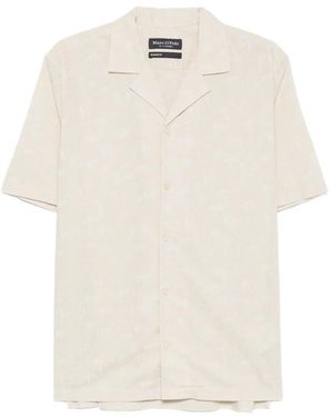 Marc O' Polo Leaf-Print Short-Sleeve Shirt - White