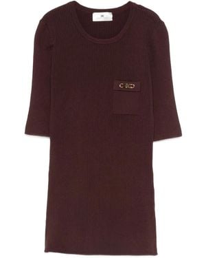 Elisabetta Franchi リブ Tシャツ - パープル