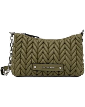 Karl Lagerfeld Quilted Logo-Plaque Cross Body Bag - Vert
