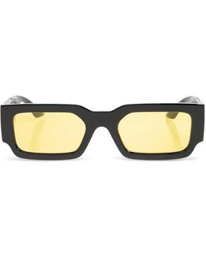 Versace Greca Rectangle-Frame Sunglasses - Metallic