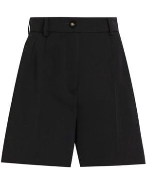 Dolce & Gabbana Wool Gabardine Shorts - Black