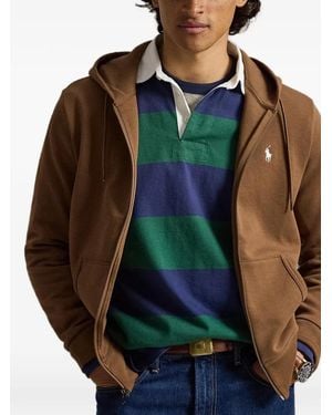 Polo Ralph Lauren Logo-Embroidered Zip-Up Hoodie - Brown