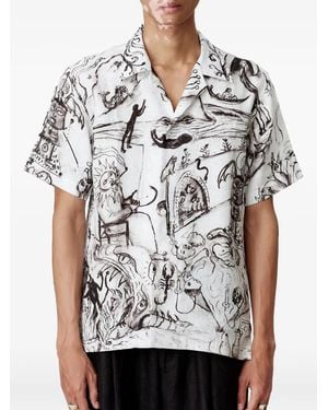 Endless Joy Alchemy Graphic-Print Linen Shirt - Grey