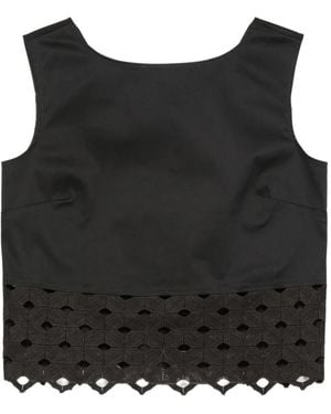 Max Mara Broderie-Anglaise Scalloped-Hem Top - Black