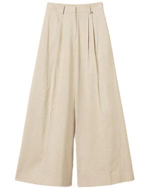 Twinset Linen Blend Pants With Lurex - White