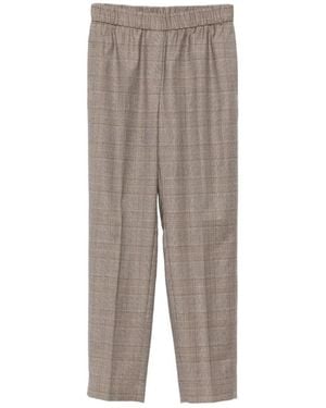Peserico Check-Pattern Elasticated-Waistband Trousers - Grey