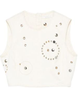 Chloé Stud-Embellished Crop Top - White