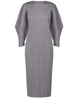 Pleats Please Issey Miyake Geplooide Midi-Jurk - Grijs