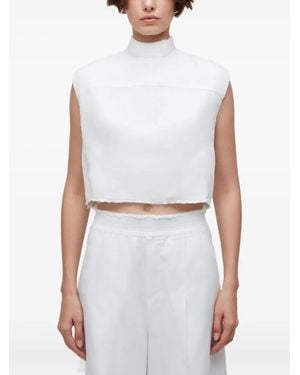 Osklen Crystal-Embellished Sleeveless Linen Shirt - White