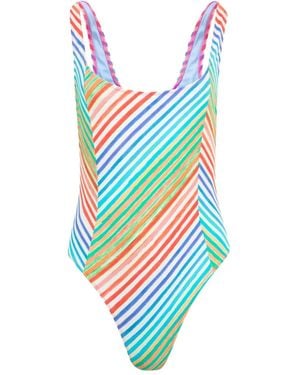 Christopher John Rogers Bias Crayon Striped Swimsuit - Blue