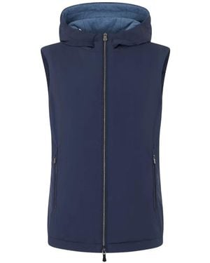 Fedeli Hooded Zip-Up Gilet - Blue