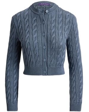 Ralph Lauren Cable-Knit Cropped Cardigan - Blue