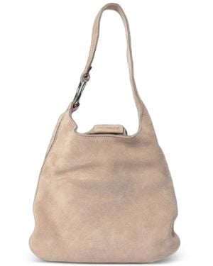 Vic Matié Sac Porté Épaule En Daim À Patch Logo - Natural