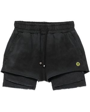 Barrow Layered Frayed Shorts - Black