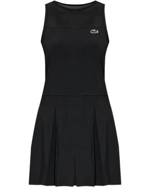 Lacoste Pleated Mesh-Panel Mini Dress - Black