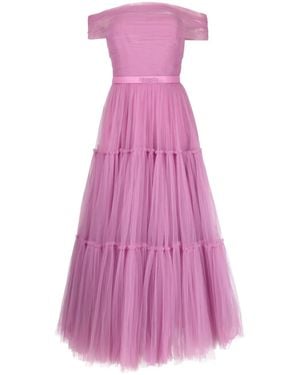 Ana Radu Off-Shoulder Fluted Maxi Dress - Purple