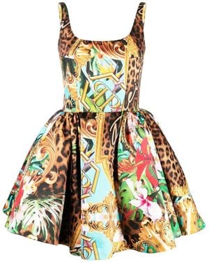 Philipp Plein Duchesse Mini Dress With Baroque Flowers Print - Multicolour