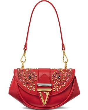 Versace Borsa A Spalla Virtus Con Cristalli - Rosso