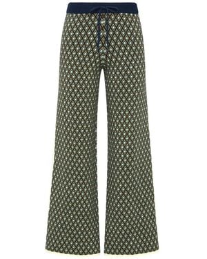 The Upside Viva Geometric-Pattern Knit Trousers - Green