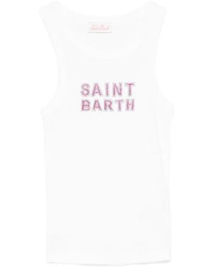 MC2 Saint Barth Bead-Embellished Ribbed Tank Top - White